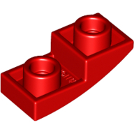 Lego destička 2x1 půl oblouku zakulacená hladká invertovaná, červená (6186398)